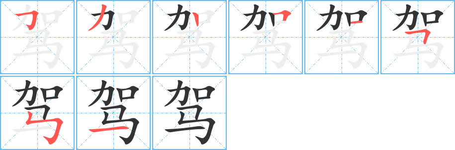 駕字筆畫寫法