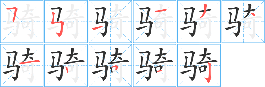 騎字筆畫寫法