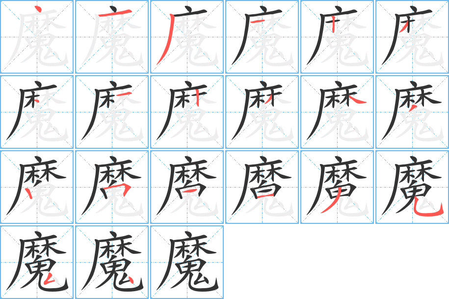 魔字筆畫寫法