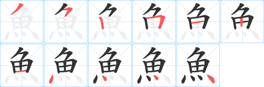 魚(yú)字筆畫(huà)寫(xiě)法