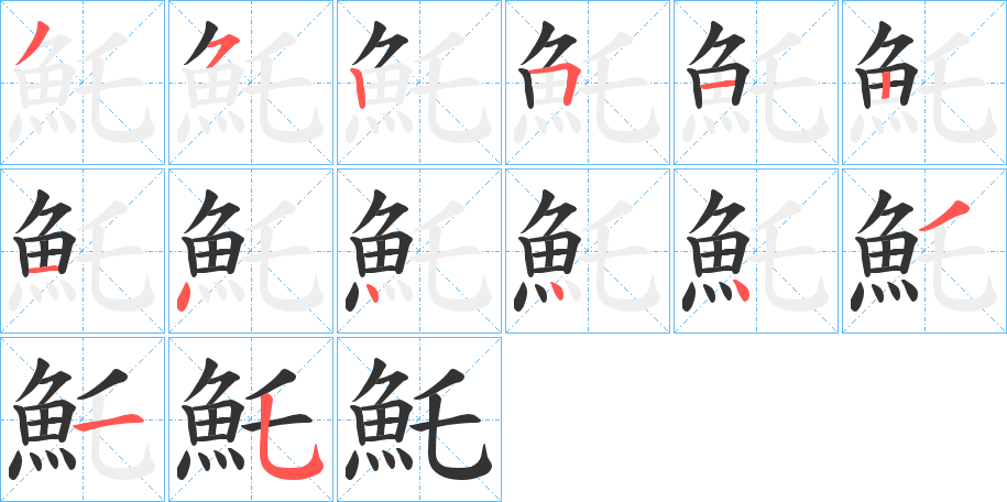 魠字筆畫寫法