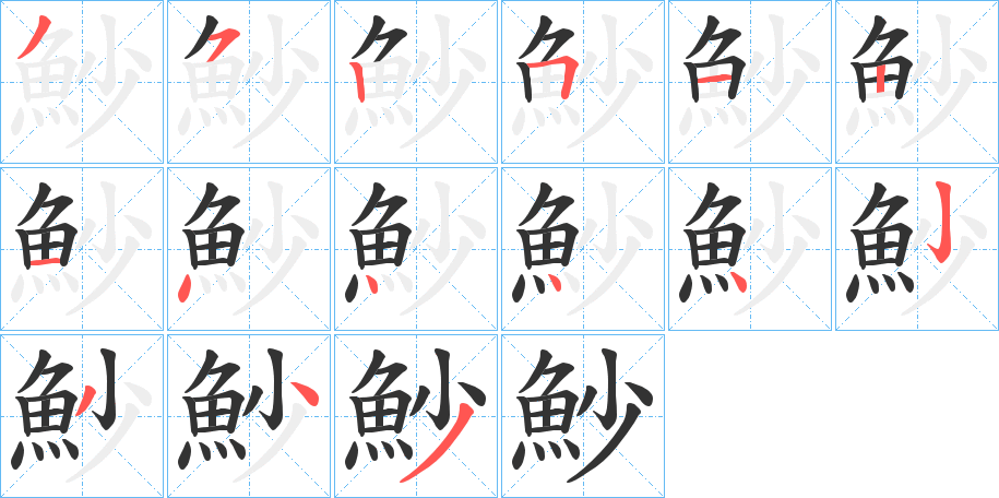 魦字筆畫寫法