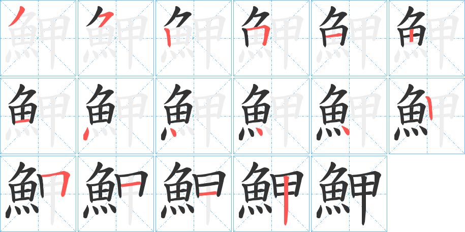 魻字筆畫寫法