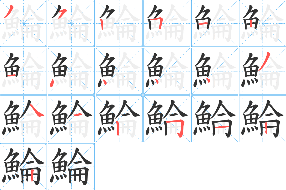 鯩字筆畫寫法
