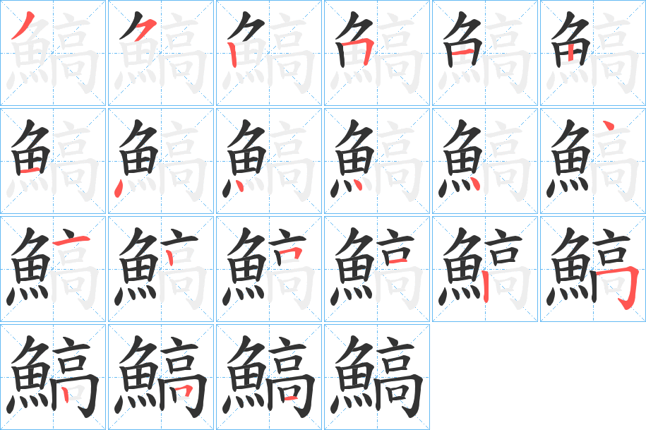 鰝字筆畫寫法
