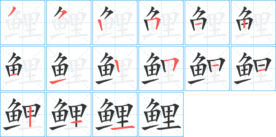 鯉字筆畫寫法